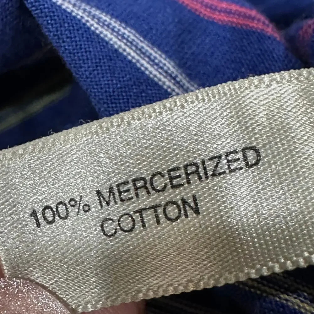 Cutter Buck Polo Shirt Mens M Striped 100% Mercerized Cotton Blue Pink Yellow - Picture 8 of 8
